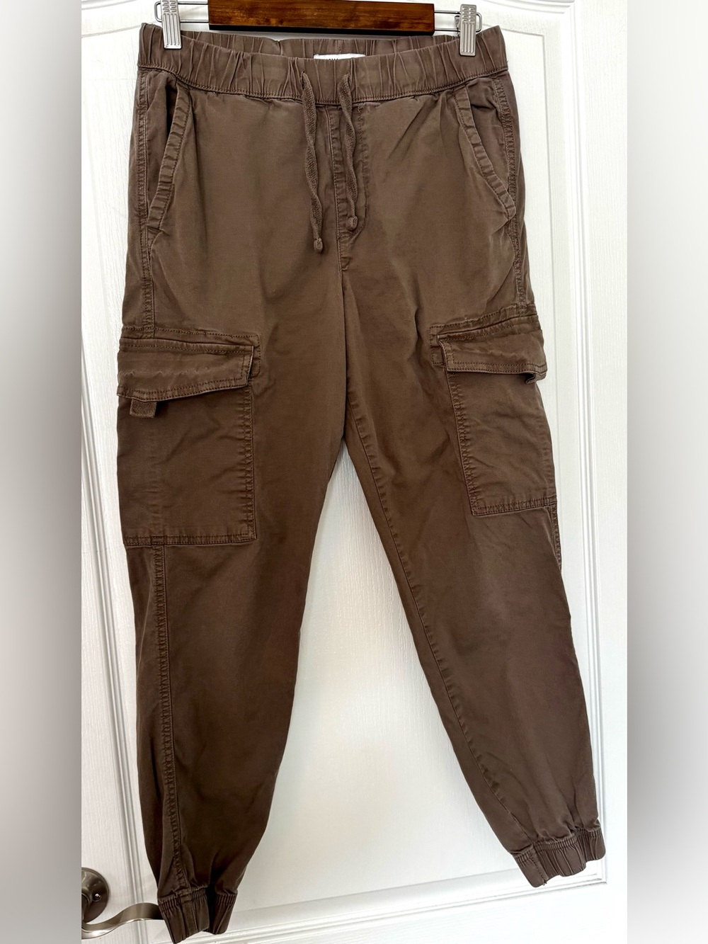 Pull-on Elastic Waist Cargo Joggers - Taupe #1828